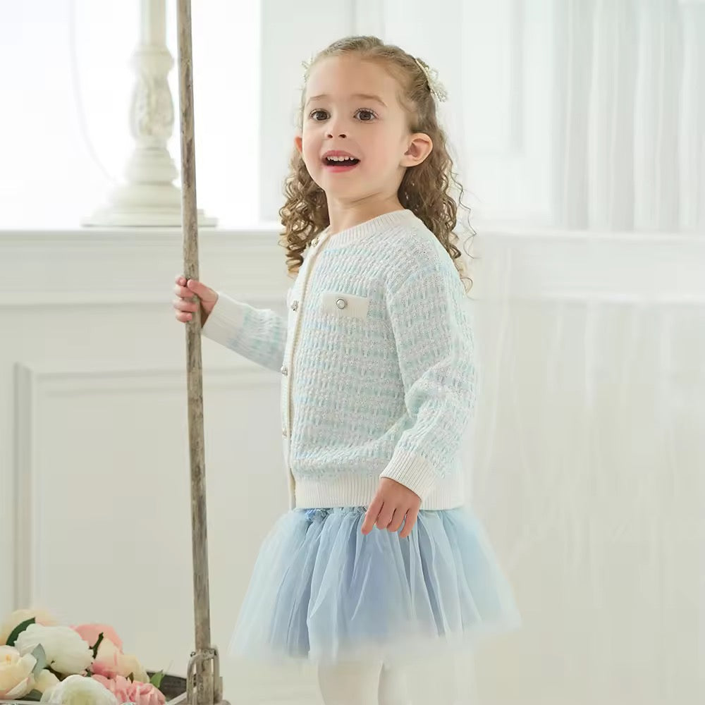 【予約】dave&bella デイブベラ ライトブルーチェックカーディガン DB3253543