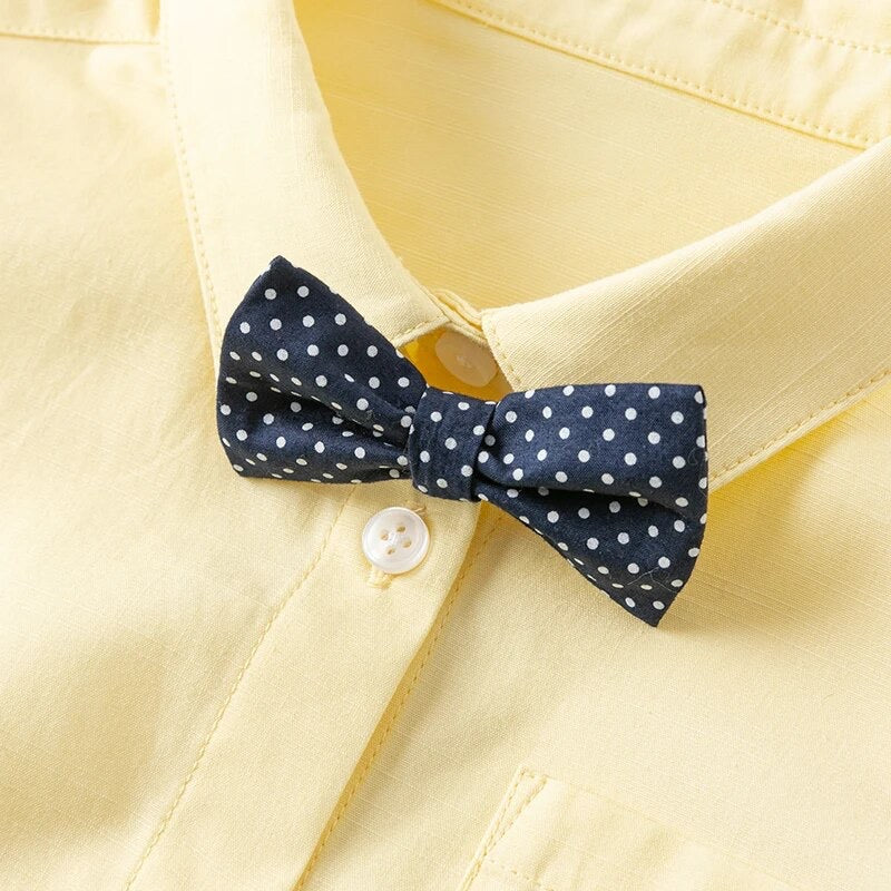 dave&bella デイブベラ ボウタイ付きイエローシャツ&サスペンダーパンツセット DB2241260