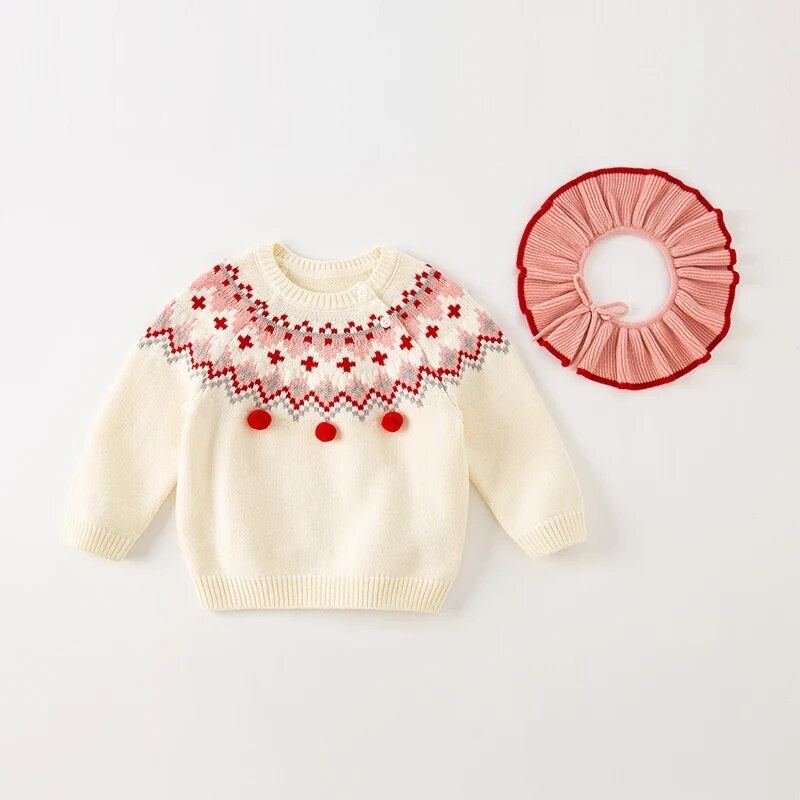 dave&bella pompon winter sweater with attached collar DB4237460