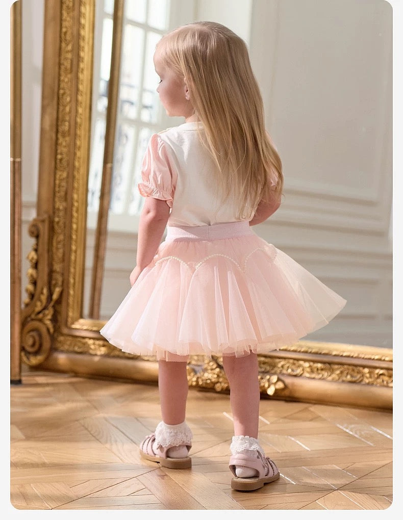 dave&bella デイブベラ パール刺繍チュールスカート DB2251803