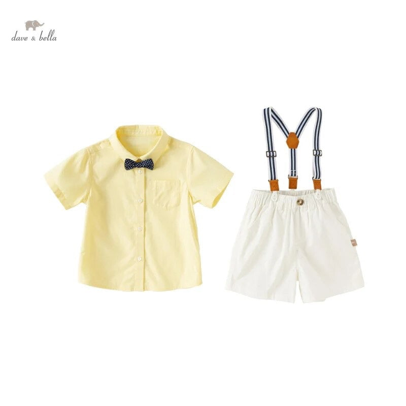 dave&bella デイブベラ ボウタイ付きイエローシャツ&サスペンダーパンツセット DB2241260