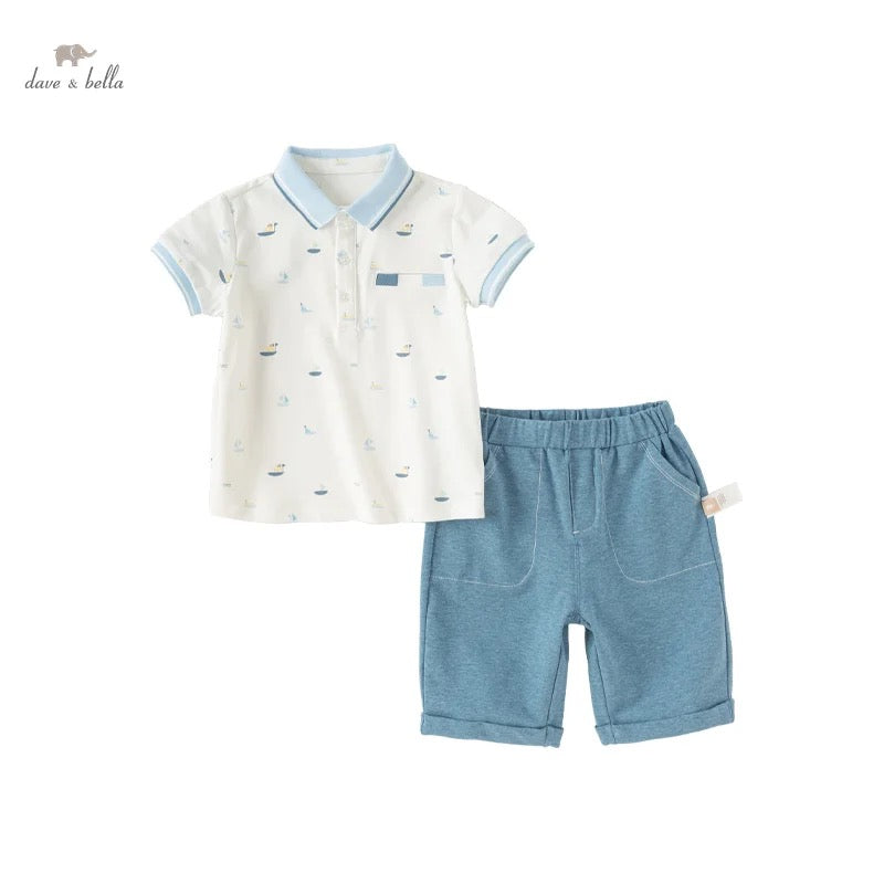 dave&bella デイブベラ ヨットデザインポロシャツ&ハーフパンツセット DB2241012