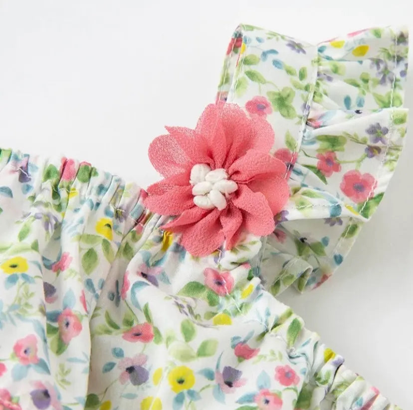 dave&bella  デイブベラ ヘアバンド付きフローラルフリルロンパース 59cm 66cm 80cm