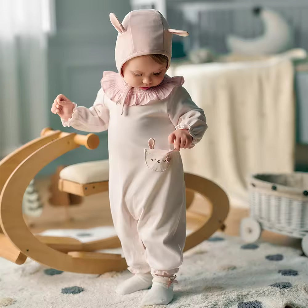 【予約】dave&bella デイブベラ みみつきポンネット付きロンパース DB3252989