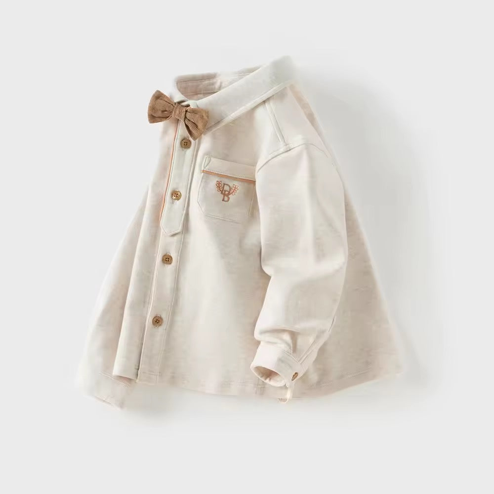 dave&bella デイブベラ ボウタイ付きロゴ刺繍シャツ DB3253496