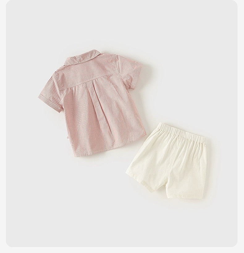 dave&bella デイブベラ ボウタイ付きカモメ刺繍ストライプシャツ&パンツセット DB2248685