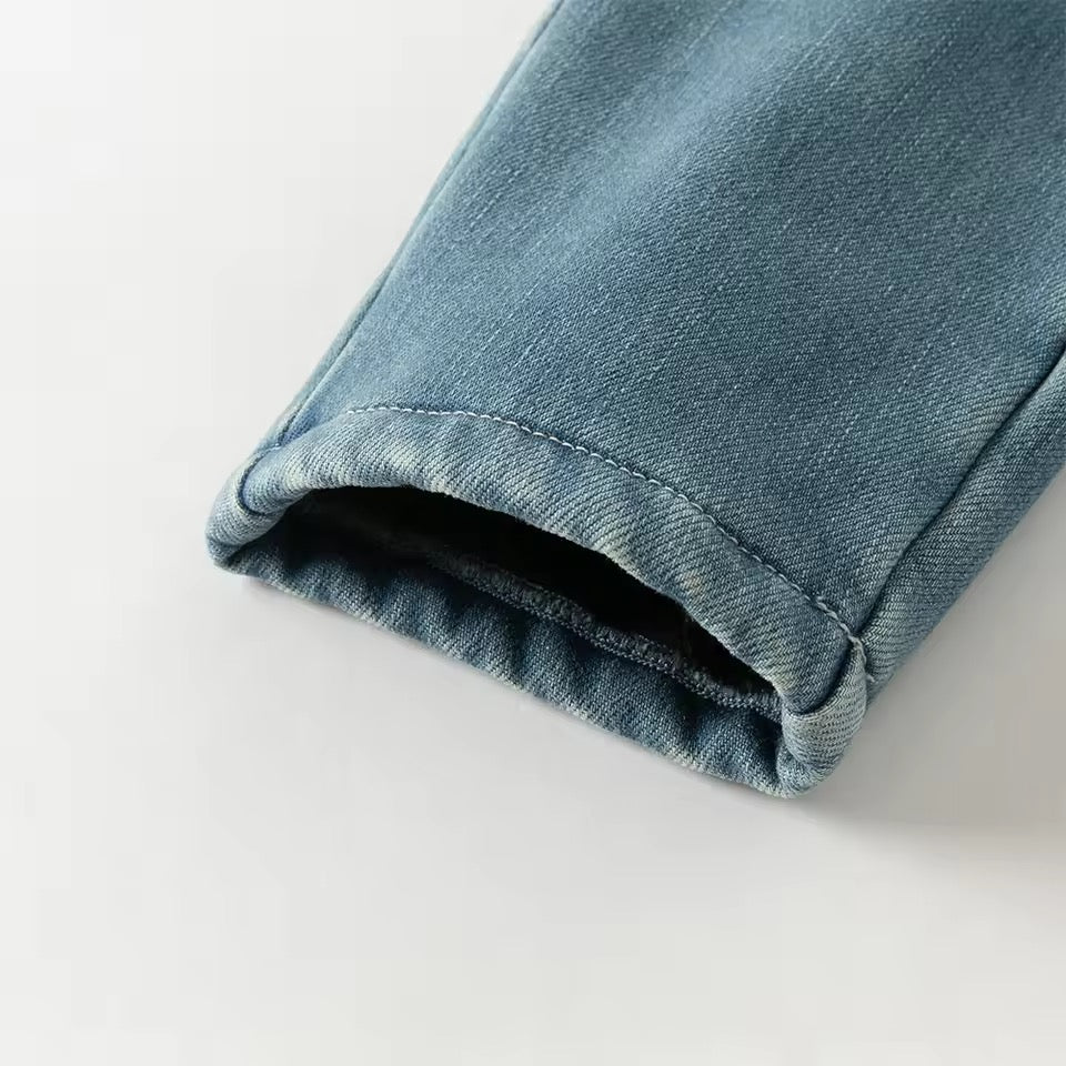 【予約】dave&bella デイブベラ フラワー刺繍裏起毛デニムパンツ DB4254070