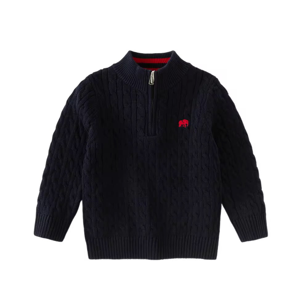 【予約】dave&bella デイブベラ カシミヤ混ケーブル編みハーフジップセーター DB4253597