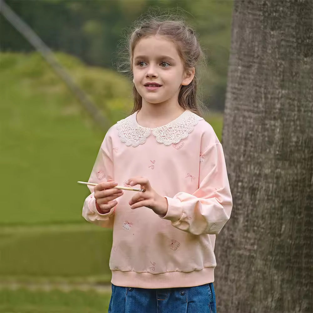 【予約】dave&bella デイブベラ レース襟イラストトップス DK3252618