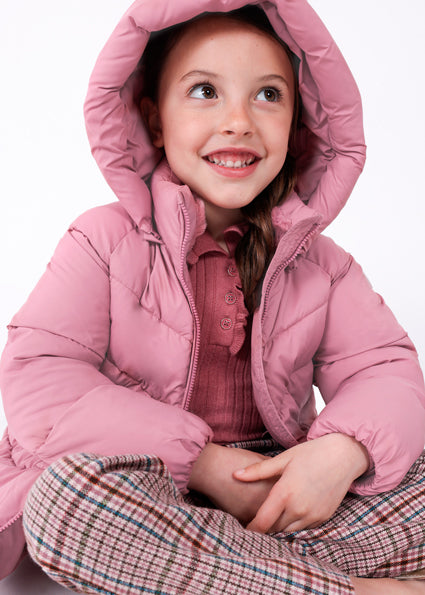 Mayoral Pink padded coat with removable hood
