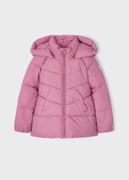 Mayoral Pink padded coat with removable hood