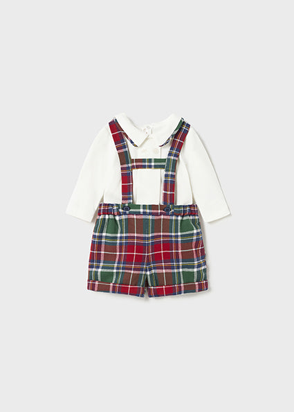 Mayoral Romper & H suspension shorts set Cherry