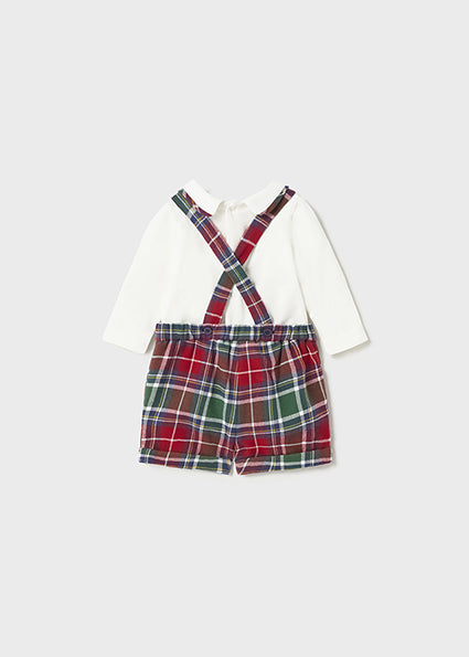 Mayoral Romper & H suspension shorts set Cherry