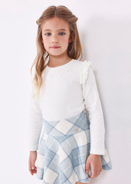 【7Y last one】mayoral マヨラル 肩フリルリボンデザイントップス Natural