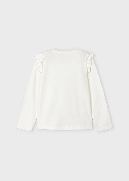 【7Y last one】mayoral マヨラル 肩フリルリボンデザイントップス Natural