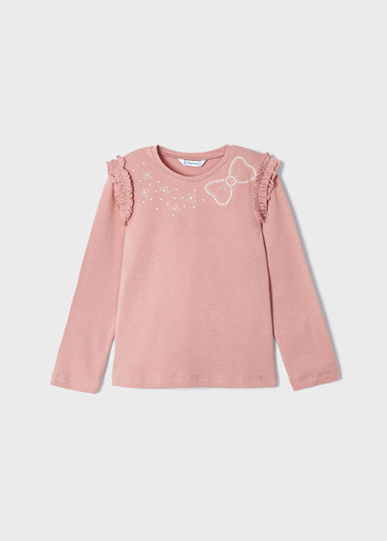 【3Y last one!】mayoral マヨラル 肩フリルリボンデザイントップス Nude