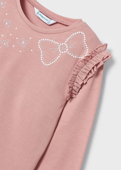 【3Y last one!】mayoral マヨラル 肩フリルリボンデザイントップス Nude