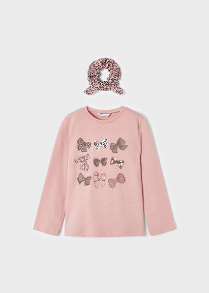 Mayoral Ribbon design top with scrunchie Nude