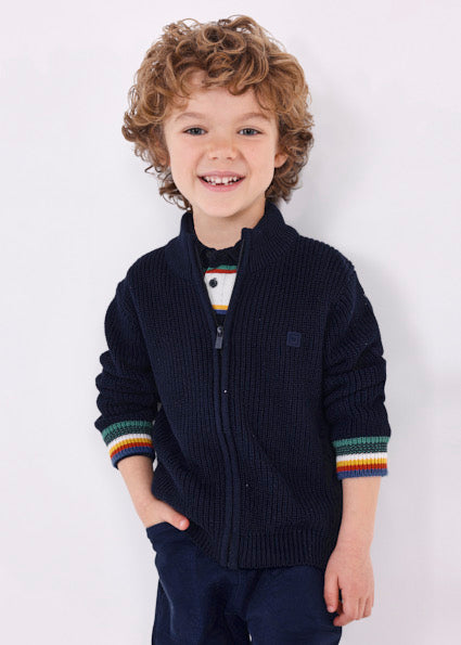 mayoral colorful ribbed navy knit blouson