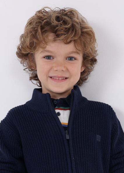 mayoral colorful ribbed navy knit blouson