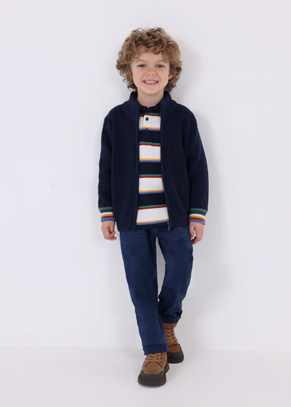 mayoral colorful ribbed navy knit blouson