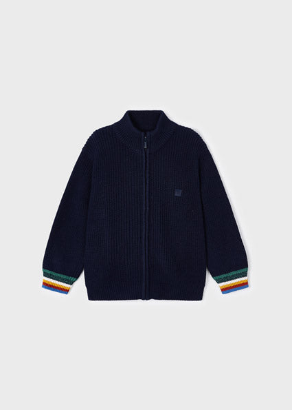 mayoral colorful ribbed navy knit blouson