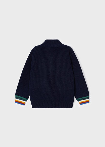 mayoral colorful ribbed navy knit blouson