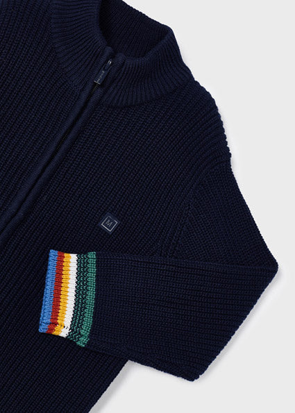 mayoral colorful ribbed navy knit blouson