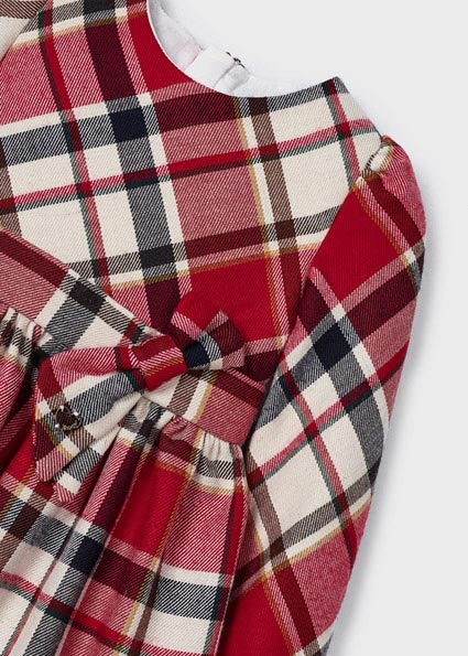 mayoral waist ribbon check dress