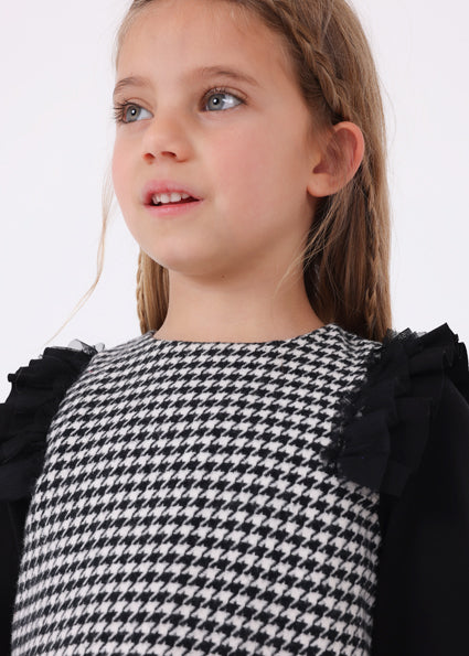 mayoral Houndstooth pattern dress with heart motif