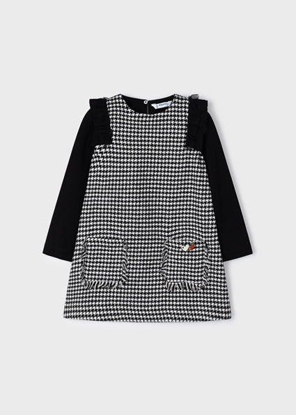 mayoral Houndstooth pattern dress with heart motif
