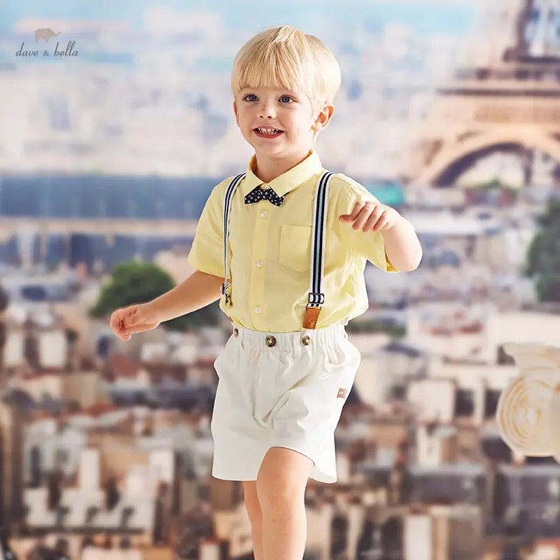 dave&bella デイブベラ ボウタイ付きイエローシャツ&サスペンダーパンツセット DB2241260