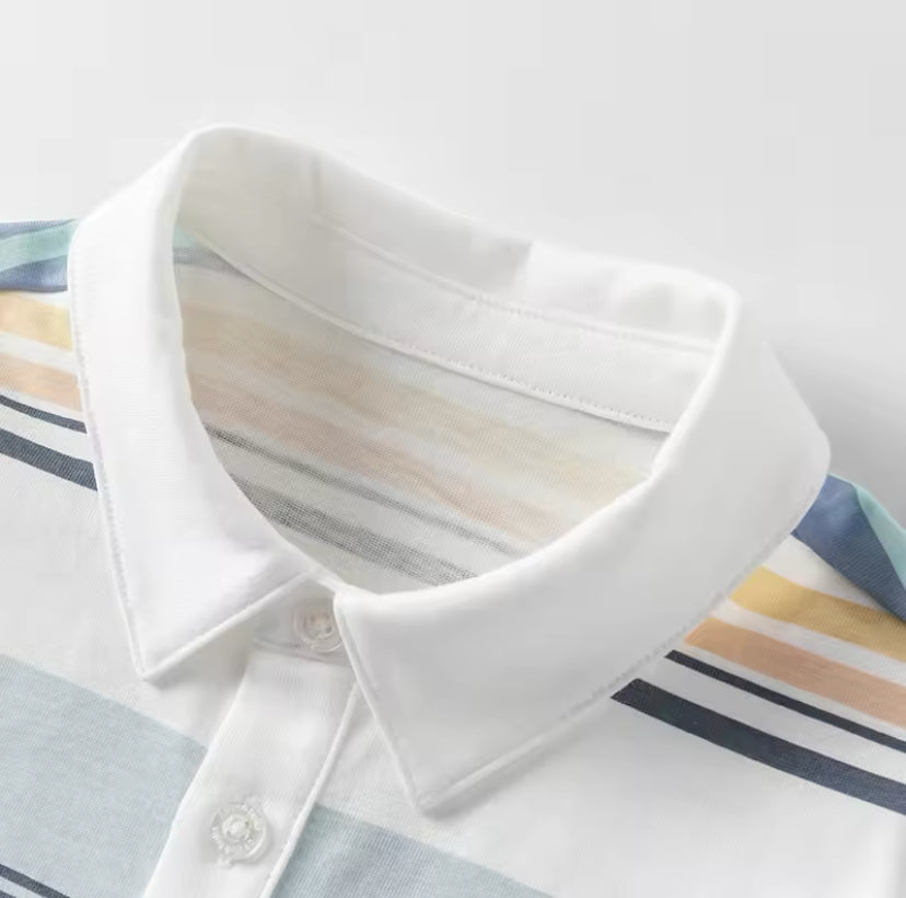 dave&bella デイブベラ ブルーオレンジボーダートップス&ハーフパンツセット DB2250220