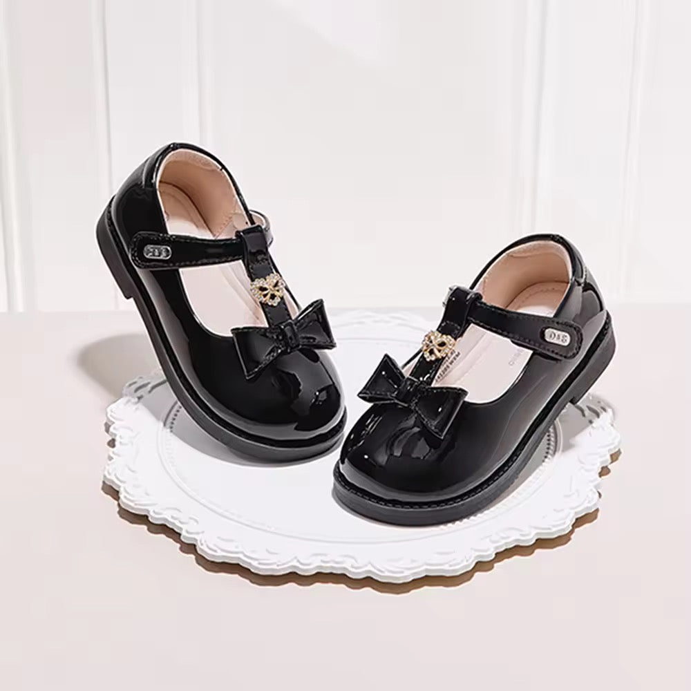 【予約】dave&bella デイブベラ ブラックエナメルリボンシューズ DB3252588