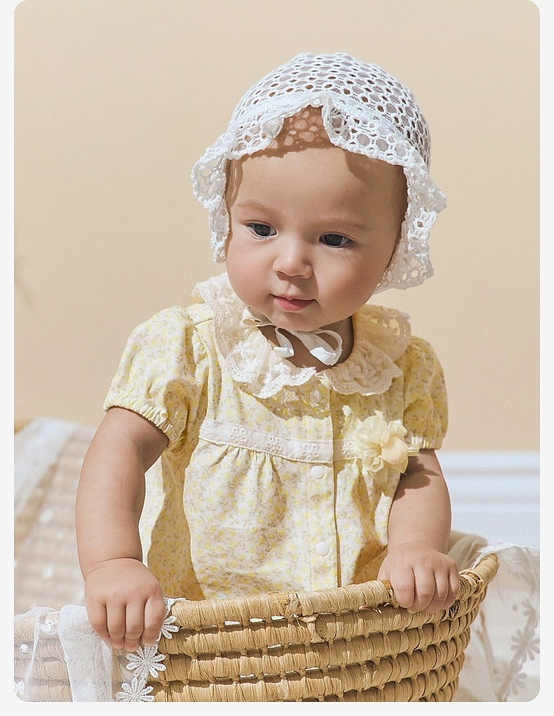 dave&bella デイブベラ イエローフローラルロンパース DB2240726