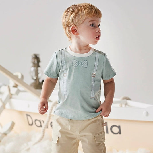 dave&bella デイブベラ ボウタイサスペンダーイラストトップス&ハーフパンツセット DB2241004