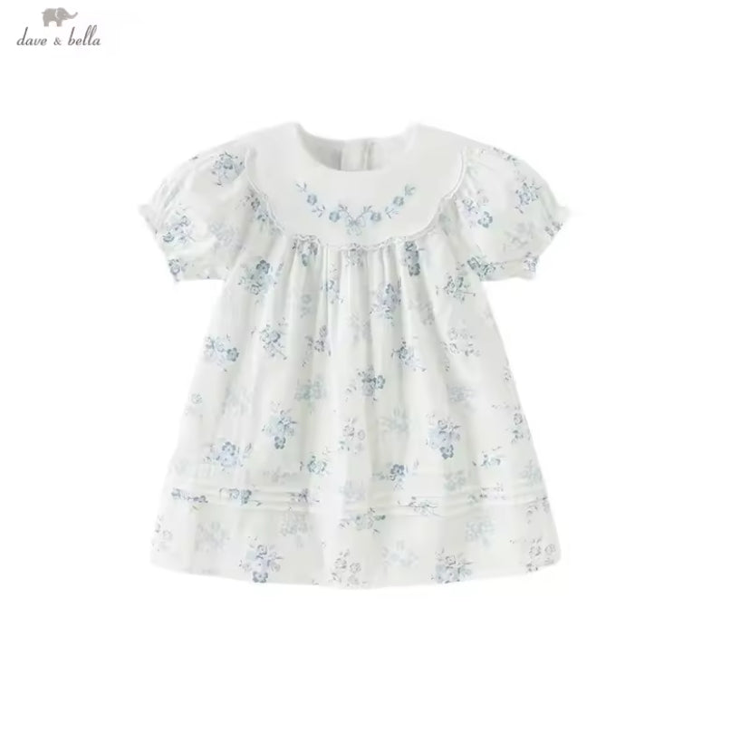 dave&bella デイブベラ 刺繍襟ブルーフローラルワンピース DB2252332