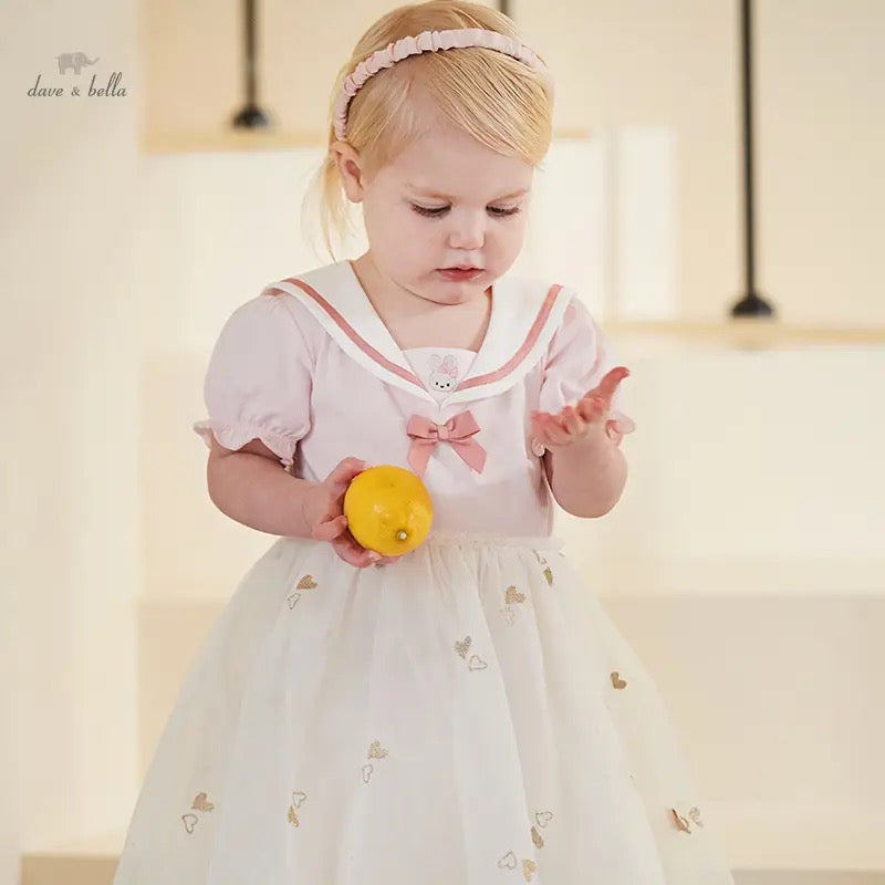 dave&bella デイブベラ ハート刺繍スカートセーラーワンピース DB2240952