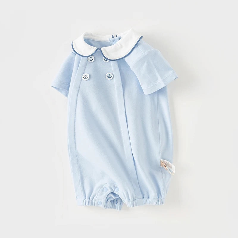 dave&bella デイブベラ ライトブルーポロロンパース DB2241221