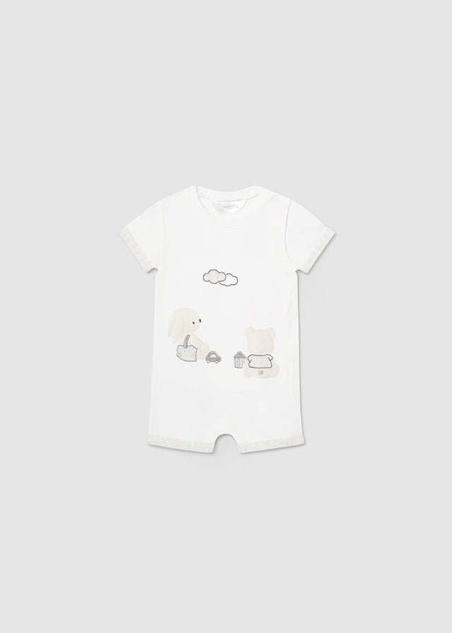 Mayoral マヨラル Set of 2 short rompers Natural