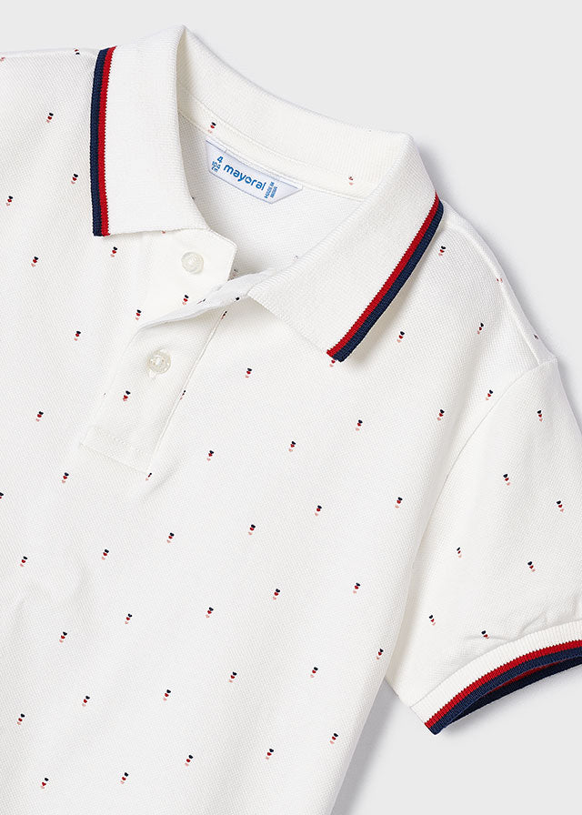 Mayoral マヨラル S/s print polo Cream