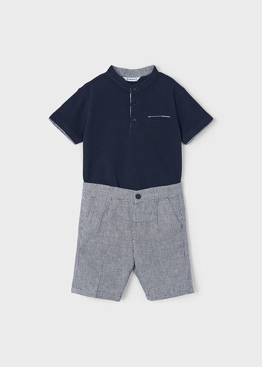 Mayoral マヨラル Linen short w/polo set  Navy