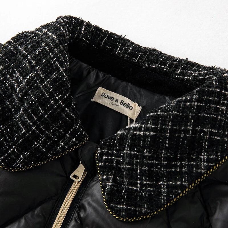 【100cm last one】dave&bella デイブベラ ブラックツイードMIXダウンジャケット DB4237293