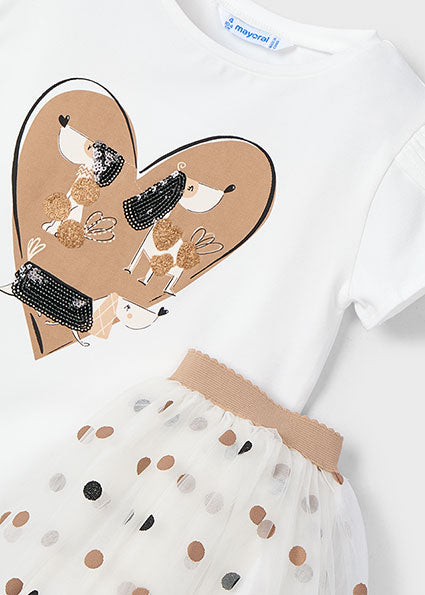 Mayoral マヨラル Tulle skirt set Natural