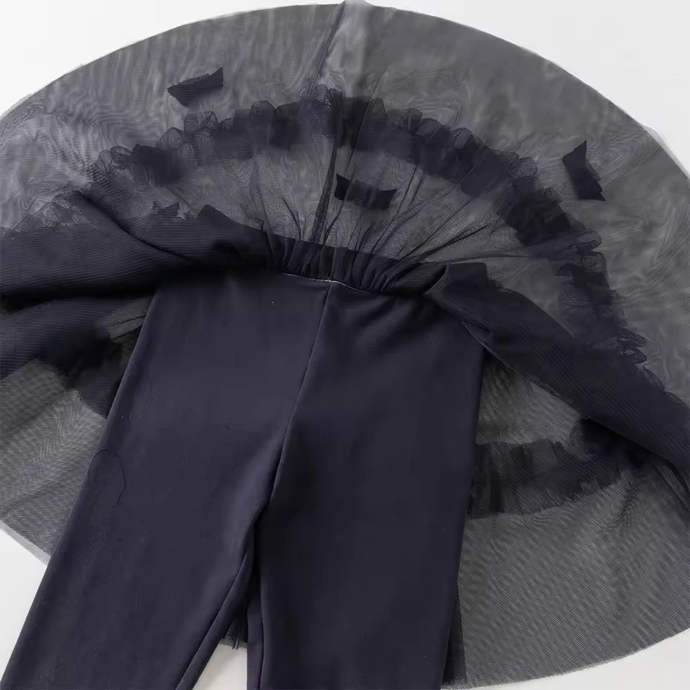 【予約】dave&bella デイブベラ ブラックリボンチュールスカートレギンス DK3253061