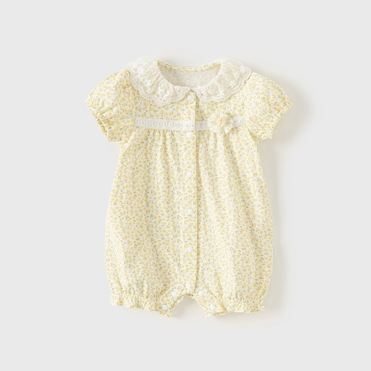 dave&bella デイブベラ イエローフローラルロンパース DB2240726