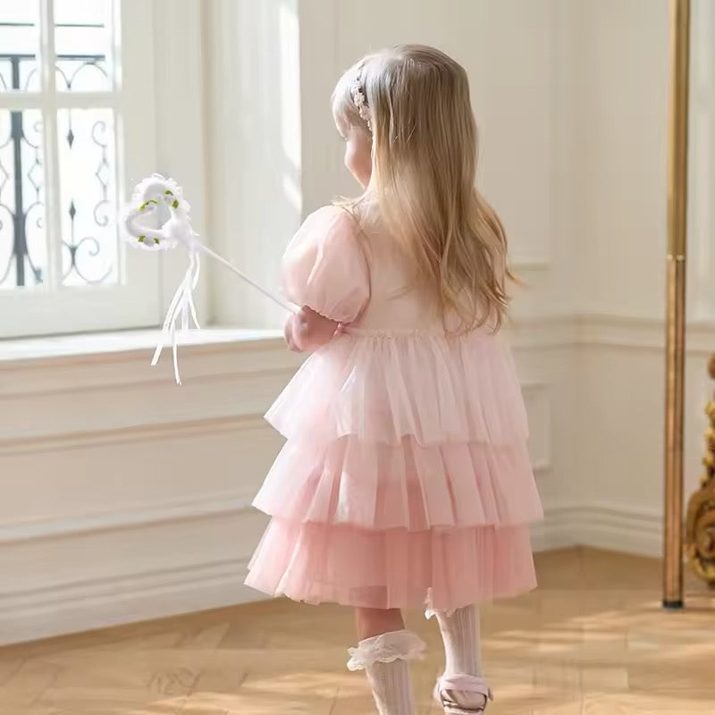 dave&bella デイブベラ フラワー刺繍ピンクドレス DB2251649