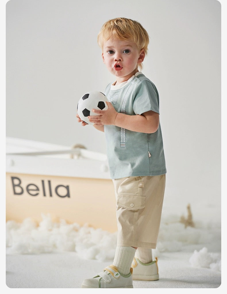 dave&bella デイブベラ ボウタイサスペンダーイラストトップス&ハーフパンツセット DB2241004