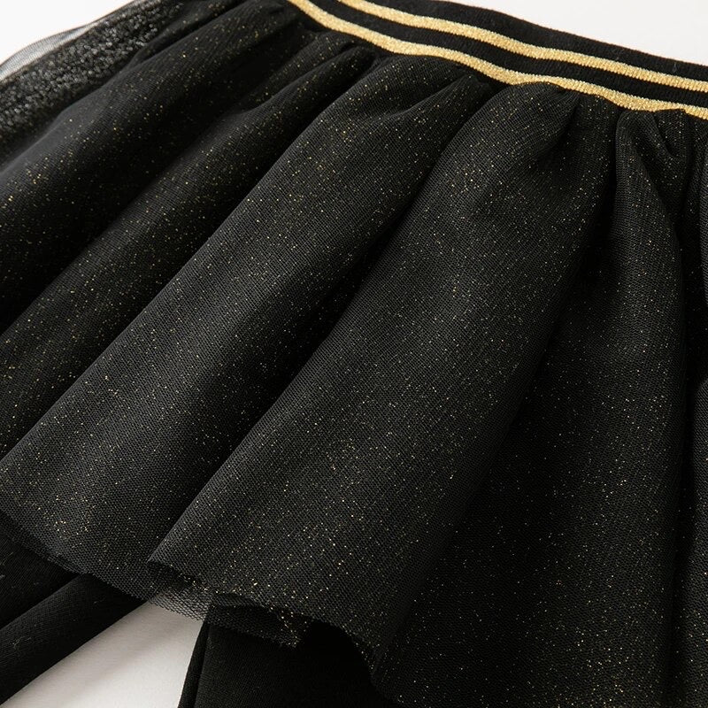 【110cm last one】dave&bella デイブベラ ブラックチュールスカート裏起毛レギンス DB4237485