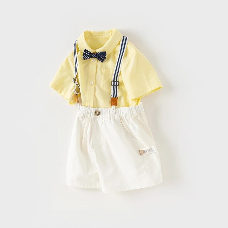 dave&bella デイブベラ ボウタイ付きイエローシャツ&サスペンダーパンツセット DB2241260